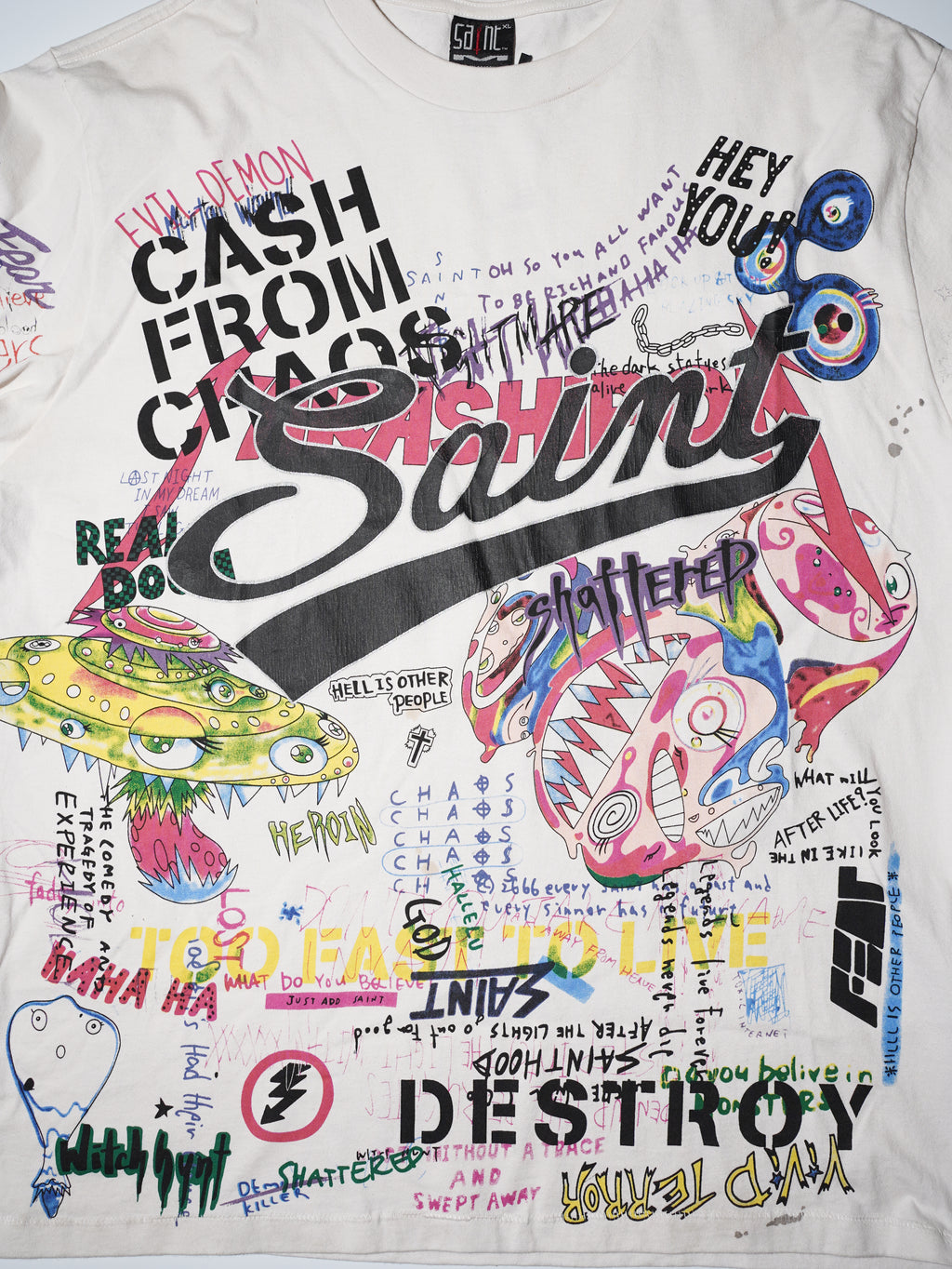 Saint Michael x Takashi Murakami Graffiti Print Vintage T-shirt