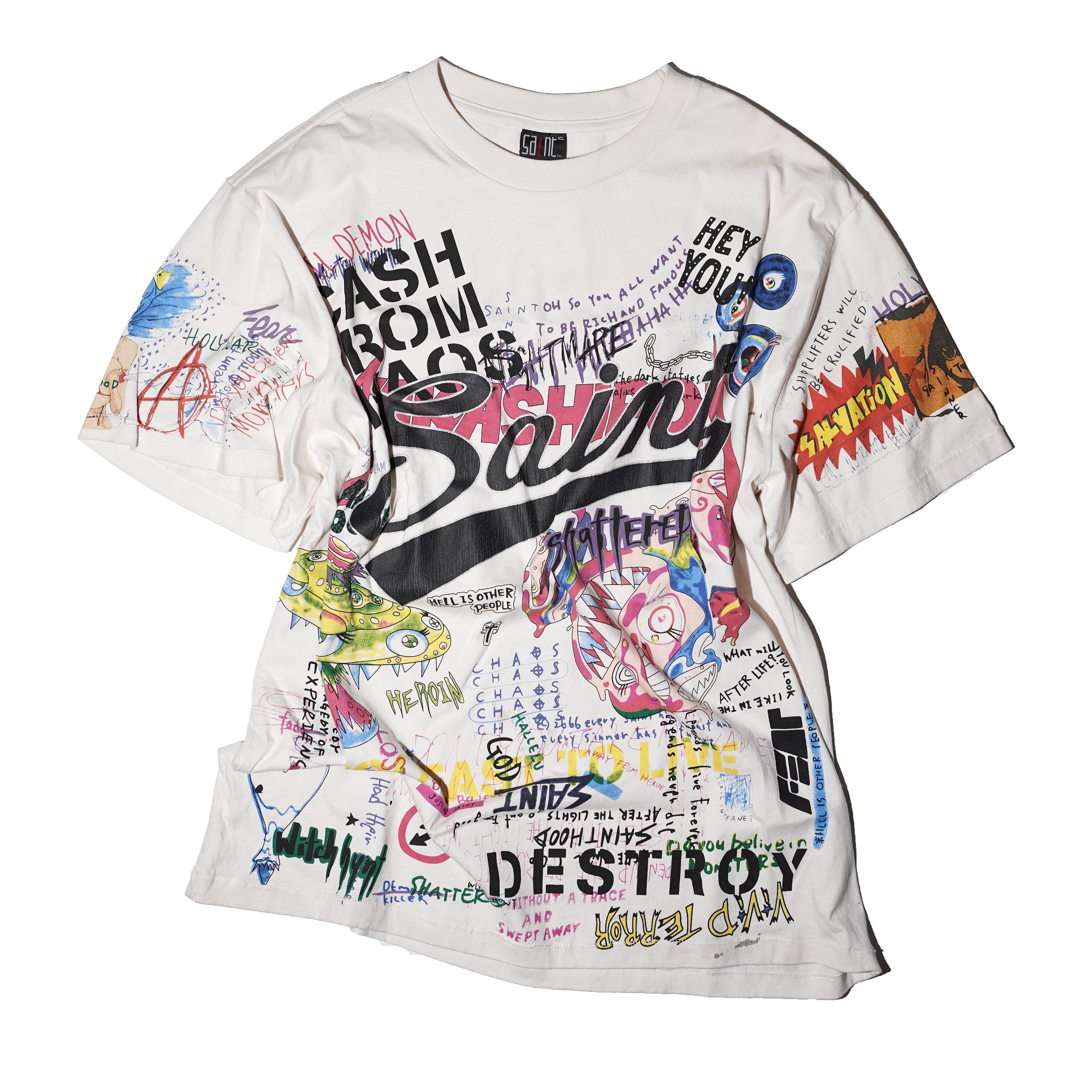 Saint Michael x Takashi Murakami Graffiti Print Vintage T-shirt